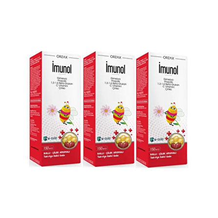 Orzax İmunol Şurup Ballı - Çilek 150 ML x 3 Adet