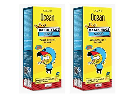 OCEAN BALIK YAĞI ŞURUBU KARIŞIK MEYVE AROMALI 150 ML 2'Lİ PAKET