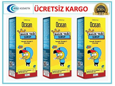 OCEAN BALIK YAĞI ŞURUBU KARIŞIK MEYVE AROMALI 150 ML 3'LÜ PAKET