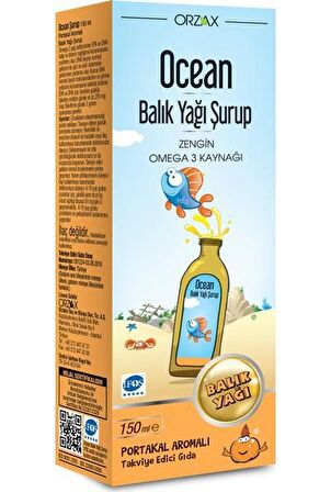 OCEAN OMEGA 3 PORTAKAL AROMALI BALIK YAĞI ŞURUBU 150 ML