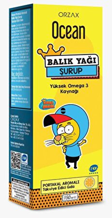 OCEAN OMEGA 3 PORTAKAL AROMALI BALIK YAĞI ŞURUBU 150 ML