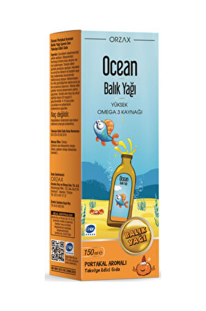 Ocean Portakal Aromalı Balık Yağı 150 ml x 2 Adet