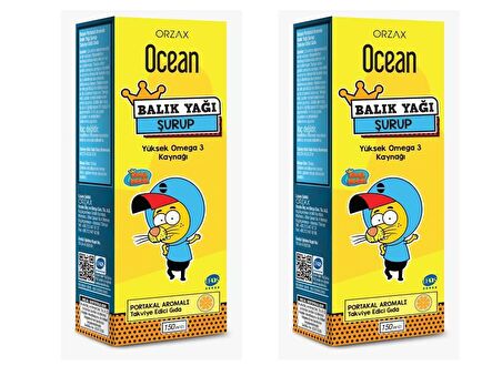 OCEAN OMEGA 3 PORTAKAL AROMALI BALIK YAĞI ŞURUBU 150 ML 2'Lİ PAKET