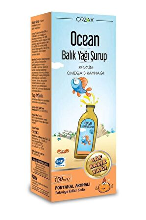 Orzax Ocean Omega 3 Portakal Aromalı Balık Yağı 150 ml