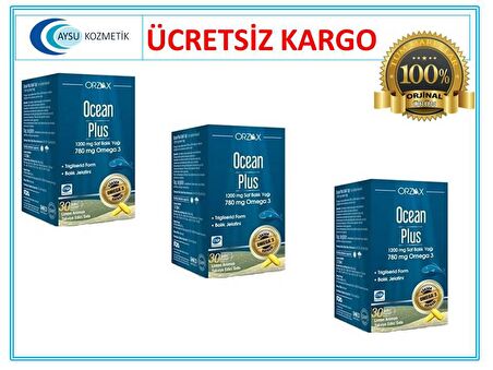 Ocean Plus 1200 Mg Omega 3 Saf Balık Yağı 30 Kapsül 3 Adet