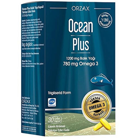 Orzax Ocean Plus 1200 Saf Balık Yağı 30 Kapsül