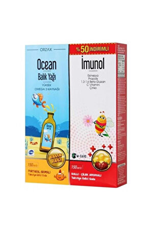 Ocean Portakallı Balık Yağı Şurubu 150 ml Imunol Şurup 150 ml 2 Li Set