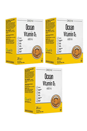Ocean Vitamin D3 600IU Sprey 20 ml x 3 Adet
