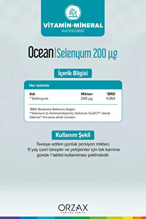 Ocean Selenyum 200 Mcg 60 Tablet x 2 Adet