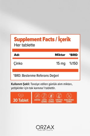 Orzax Ocean Picozinc Takviye Edici Gıda 30 Kapsül