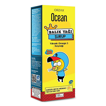 Orzax Ocean Omega 3 Balık Yağı Şurup 150 Ml - Karışık Meyve Aromalı