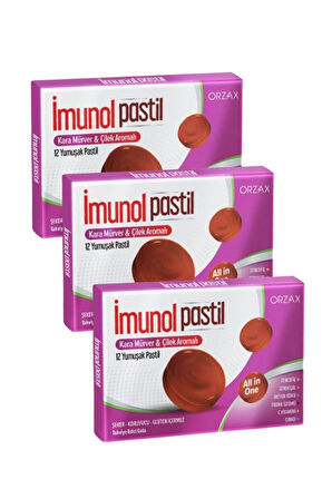 İmunol Karamürver & Çilek Aromalı 12 Pastil x 3 Adet