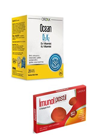 Ocean D3+K2 Damla 20 Ml + Orzax Imunol Pastil 12 Yumuşak Pastil