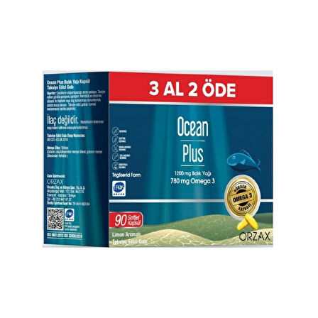 Ocean Plus 3 Al 2 Öde 1200 Mg Balık Yağı 90 Kapsül - Limon Aromalı 