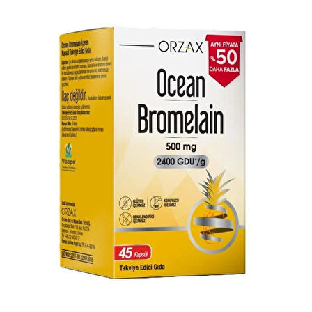 Ocean Bromelain 500 mg 45 Kapsül 