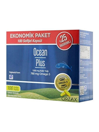 OCEAN PLUS 100 SOFTJEL KAPSUL %25 İNDİRİMLİ 8697595874189