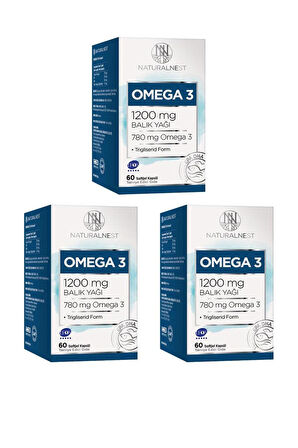 Omega 3 Balık Yağı 1200 Mg 60 Kapsül 3 Kutu