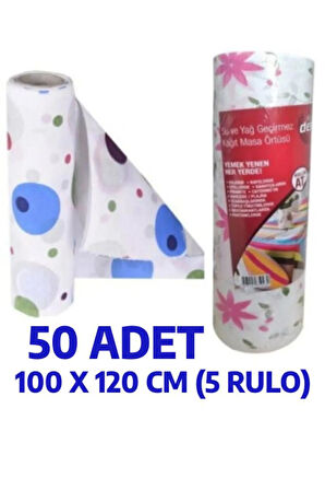 Kapris 100 x 120 Kullan At Masa Örtüsü Sıvı Geçirmez 50 li 5 Rulo Ekonomik Paket