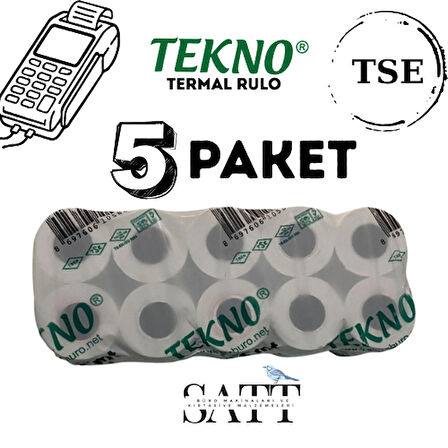  Tekno Yazarkasa Pos Rulosu 56x14 mm 5 Paket 50'li Rulo