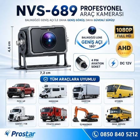 Balıkgözü Geniş Açılı AHD 1080P/720P AHD Profesyonel Araç Kamerası IP68 Metal Kasa