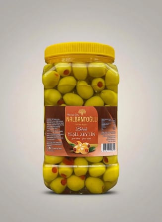  2kg İri Boy Özel Üretim Çekirdeksiz Biber Dolgulu Yeşil Zeytin