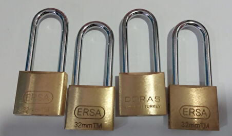 Doras Ersa 4'lü Set Pas Pirinç Asma Kilit 30 Mm