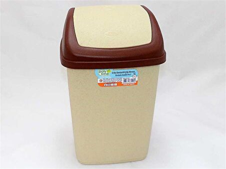 Polytime Klink Sallanır Kapak Çöp Kutusu / Plastik / Kiremit-Krem Renk / 5 Litre / 29x14x17 Cm.