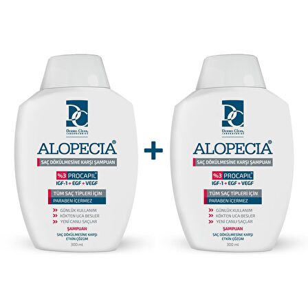 ALOPECİA PROCAPİL VE IGF İÇERİKLİ SAÇ DÖKÜLMESİNE KARŞI ŞAMPUAN 300 ML - 2'Lİ SET