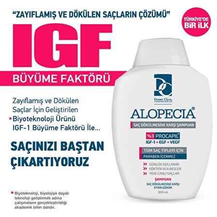 ALOPECİA PROCAPİL VE IGF İÇERİKLİ SAÇ DÖKÜLMESİNE KARŞI ŞAMPUAN 300 ML - 2'Lİ SET