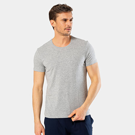 Cacharel Erkek Bisiklet Yaka Likralı T-shirt 1331/Gri