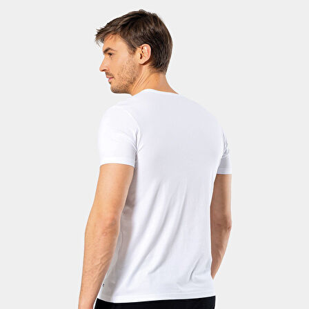 Cacharel Erkek V Yaka Likralı T-shirt 1332/Beyaz