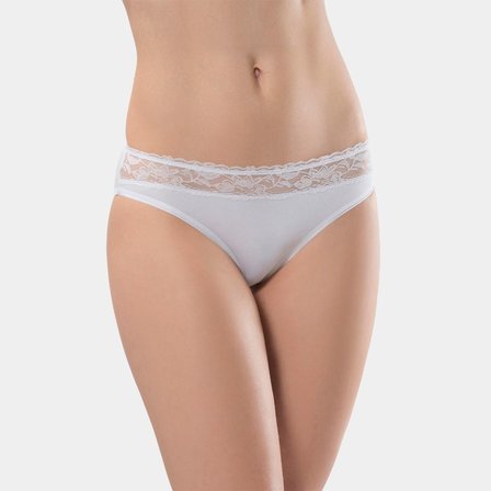 Türen Kadın Beli Dantelli Likralı 2'li Pamuklu Bikini Külot 262/Beyaz