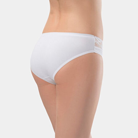 Türen Kadın Beli Dantelli Likralı 2'li Pamuklu Bikini Külot 262/Beyaz