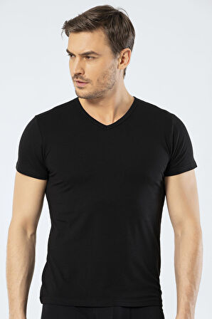 Cacharel Erkek V Yaka T-shirt 1402/Siyah