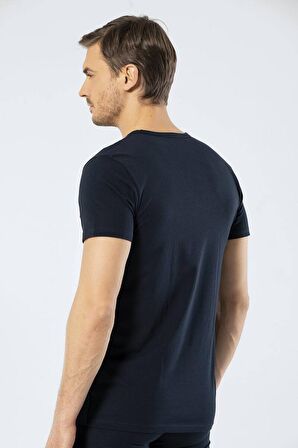 Cacharel Erkek Derin V Yaka Likralı Siyah T-shirt