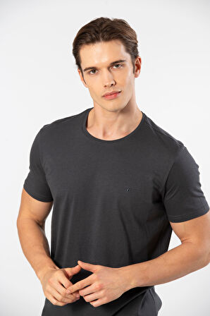Cacharel Erkek Bisiklet Yaka T-shirt 2169/Antrasit
