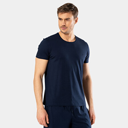 Cacharel Erkek Bisiklet Yaka T-Shirt (Slim Fit) 2169/Lacivert