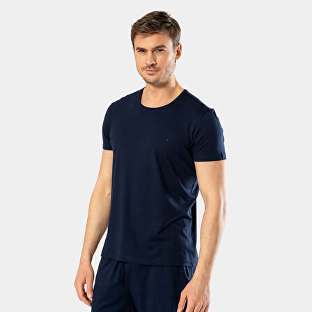 Cacharel Erkek Bisiklet Yaka T-Shirt (Slim Fit) 2169/Lacivert