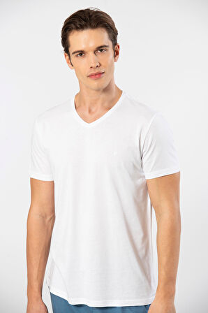 Cacharel Erkek T-Shirt (Slim Fit) 2170/Beyaz