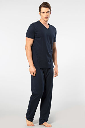 Cacharel Erkek 2192/Lacivert Kısa Kollu Modal Pijama Takımı