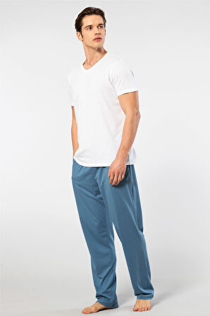 Cacharel Erkek 2192/Beyaz Kısa Kollu Modal Pijama Takımı