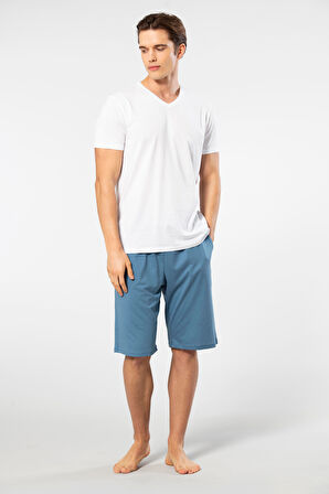 Cacharel Erkek 2193/Beyaz Kısa Kollu Modal Bermuda Takım