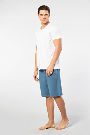 Cacharel Erkek 2193/Beyaz Kısa Kollu Modal Bermuda Takım