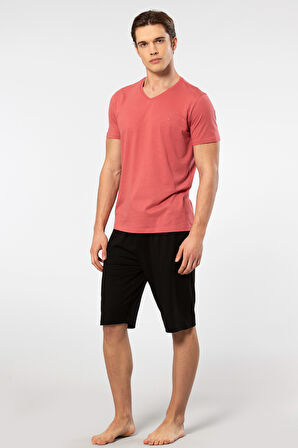 Cacharel Erkek 2193/Mercan Kısa Kollu Modal Bermuda Takım