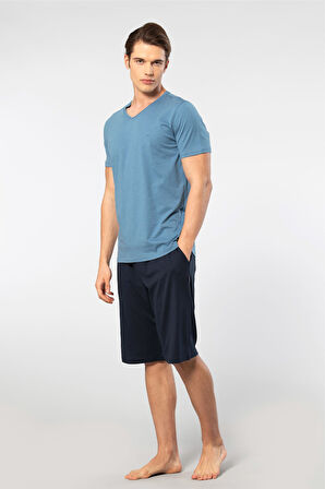 Cacharel Erkek 2193/İndigo Kısa Kollu Modal Bermuda Takımı