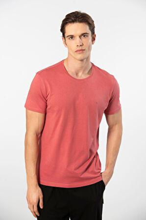 Cacharel Erkek Bisiklet Yaka T-shirt 2169/Mercan