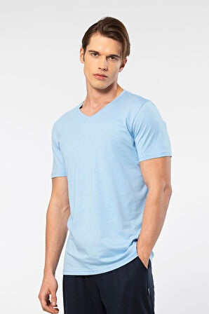 Cacharel Erkek V Yaka T-shirt 2170/Açık Mavi