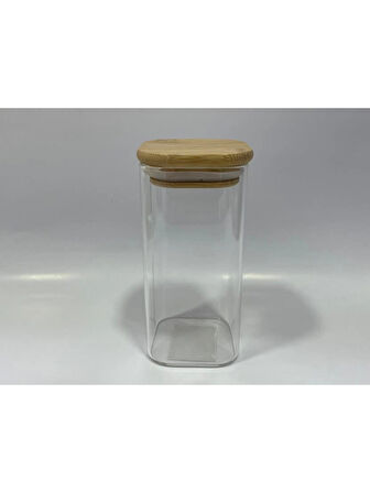 Gönül GNL 3291 Bambu Kapaklı Borosilikat Cam Kavanoz 6x6x12 cm