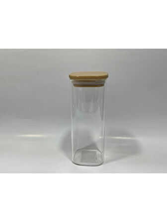 Gönül GNL 3292 Bambu Kapaklı Borosilikat Cam Kavanoz 6x6x15 cm