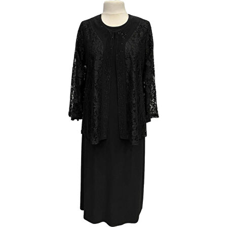 Hesna Büyük Beden Demet Ceketli Kaliteli Anne Abiye Takım